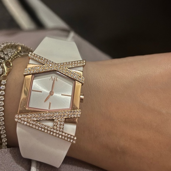 Armani Exchange Gold and White Crystal Watch - Picture 1 of 3